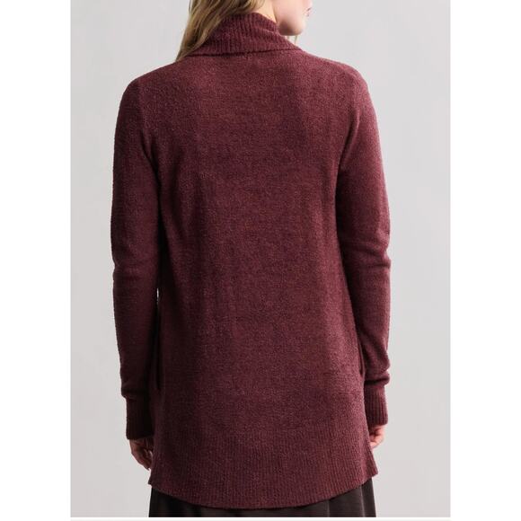Barefoot Dreams NWOT CozyChic Circle Lounge Cardigan Aubergine Deep Red Medium - Picture 4 of 5